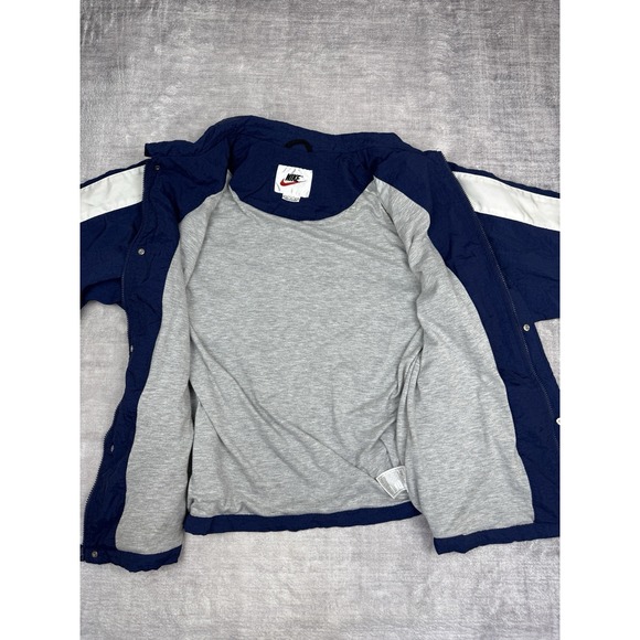 Nike Jacket Mens Medium Blue Striped Full Zip Windbreaker‎ Vtg 90s Big Swoosh - Picture 11 of 16